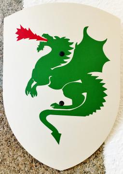 Bouclier dragon vert 27 x 37 cm courbé