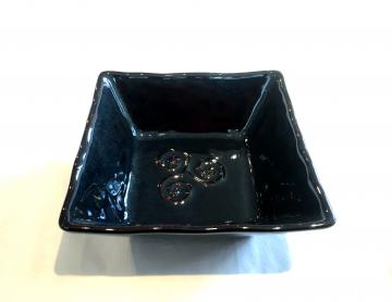 coupelle carrée bretonne triskell bleu grès véritable 15x 15x 4,5cm