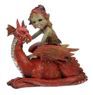 Elfe sur son dragon rouge