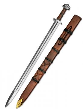 Epée de frappe viking avec fourreau en cuir tressé